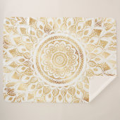 白ガーリー金ゴールドフローラ シェルパブランケット (正面(横))