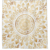 白ガーリー金ゴールドフローラ シャワーカーテン (正面)