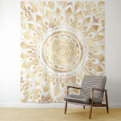 白ガーリー金ゴールドフローラ タペストリー (インサイチュ)