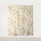 白ガーリー金ゴールドフローラ タペストリー (正面)