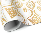 白ガーリー金ゴールドフローラ ラッピングペーパー (ロールコーナー)