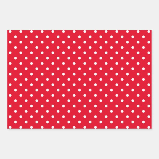 白ガーリー黒と明るい赤の水玉模様ミックス ラッピングペーパーシート (正面)
