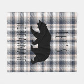 白クマ&グレークリームプレイドを引き上げよう フリースブランケット (正面(横))