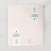 白クマ-雪を降らせ-かわいい冬/クリスマス プレイスカード (外部開封)