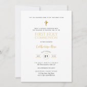 白クラシカル聖餐式招待状金ゴールドエレガント 招待状 (正面)