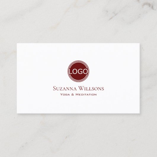 白クラシックと赤ワインロゴ付きモダン 名刺 (正面)