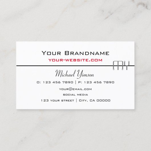 白クラシックと黒とモノグラムプロフェッショナル 名刺 (裏面)