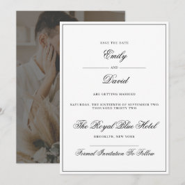 白クラシックと黒の写エレガント真 セーブザデート