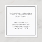 白クラシックにモダン歯医者の歯のロゴ スクエア名刺 (裏面)