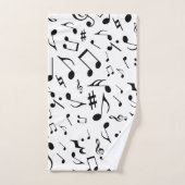 白クラシックのシンプルと音楽のブラックノート バスタオルセット (ハンドタオル)