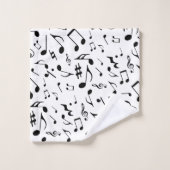 白クラシックのシンプルと音楽のブラックノート バスタオルセット (ウォッシュタオル)