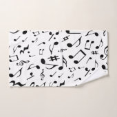 白クラシックのシンプルと音楽のブラックノート バスタオルセット (ハンドタオル)