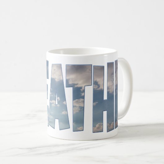 白クラシックコーヒーのマグッ忘れグは「呼吸しない」 コーヒーマグカップ (正面右)