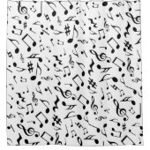 白クラシックシンプルの黒音楽 シャワーカーテン (正面)