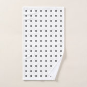 白クラシック上の黒い水玉模様パターン バスタオルセット (ハンドタオル)