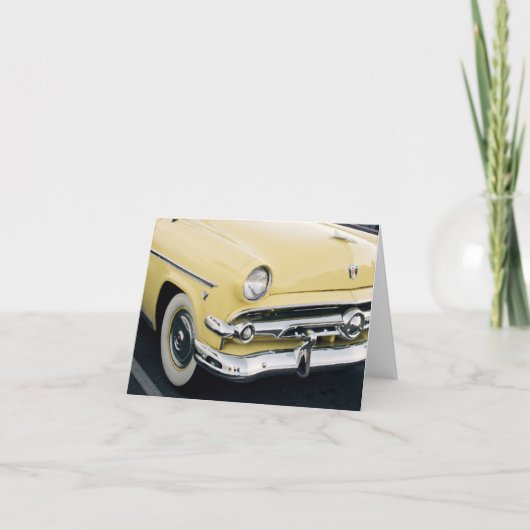 白クラシック壁タイヤ付きイエローカー サンキューカード (正面)