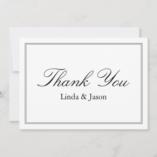 白クラシック色の結婚サンキューカード 招待状 (正面)