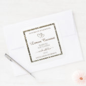 白クラシック製品ラベル金ゴールドグリッターきらめき スクエアシール (封筒)