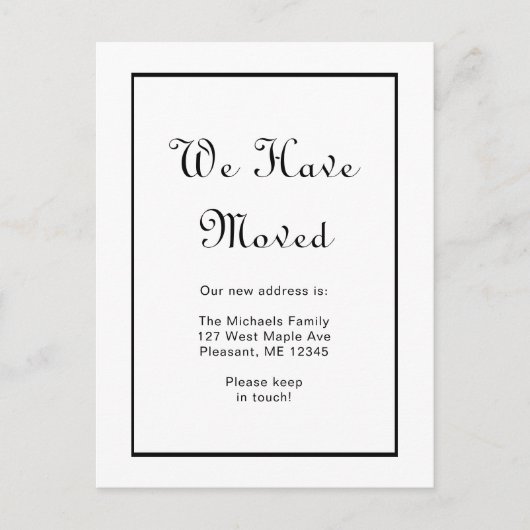 白クラシック黒に動いた ポストカード (正面)