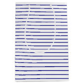 白クラシックBに1/2インチのネイビーブルーピンストライプ ミディアムペーパーバッグ (正面)