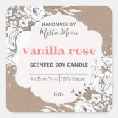 白クラフトフローラロウソクラベル スクエアシール (正面)