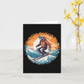 白クールい口のスノーボードとスキー愛好家のために カード (黄色い花)