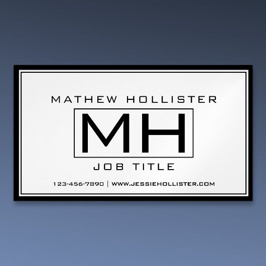 白クールと黒のプロフェッショナル マグネット名刺