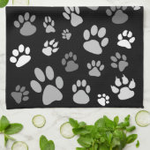 白クールと黒の足跡 キッチンタオル (折り畳み)