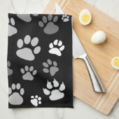 白クールと黒の足跡 キッチンタオル (四つ折り)