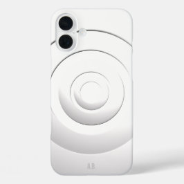 白クールカスタム円モダンイニシャル iPhone 16 PLUSケース