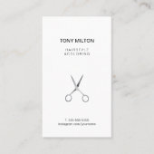 白クールフェイクエレガント銀はさみ髪 名刺 (正面)