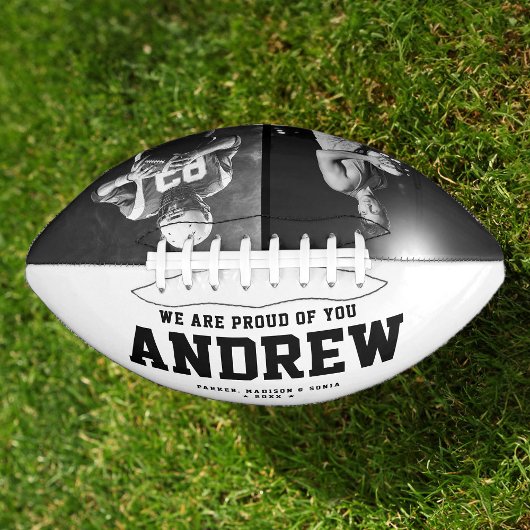 白クール黒の卒業モダン記念写真 アメリカンフットボール