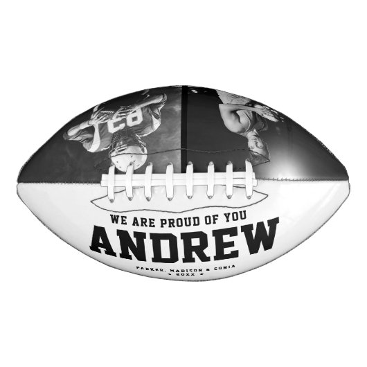 白クール黒の卒業モダン記念写真 アメリカンフットボール (正面)