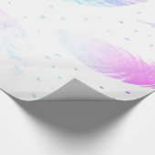 *~*白グラデーション色のピンク色のマゼンタの羽 ラッピングペーパー (角)