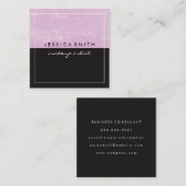 白グランジのピンクの黒2トーン縁ど スクエア名刺 (正面/裏面)