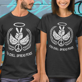 白グランジ動揺して黒と白の平和と冷え込み Tシャツ