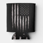 白グランジ米国旗 缶クーラー (正面)