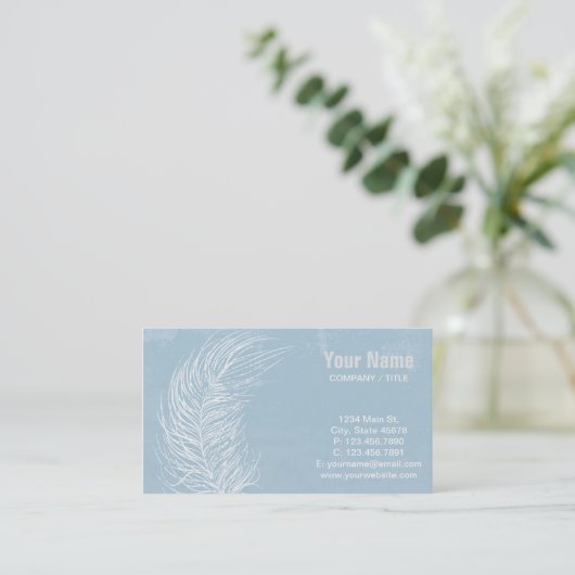 白グランジ羽 名刺 (スタンド正面)