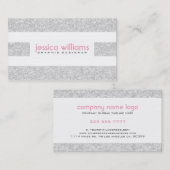 白グリッターストライプパターン 名刺 (正面/裏面)