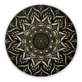 白グリッターハート黒背景 セラミックノブ (正面)