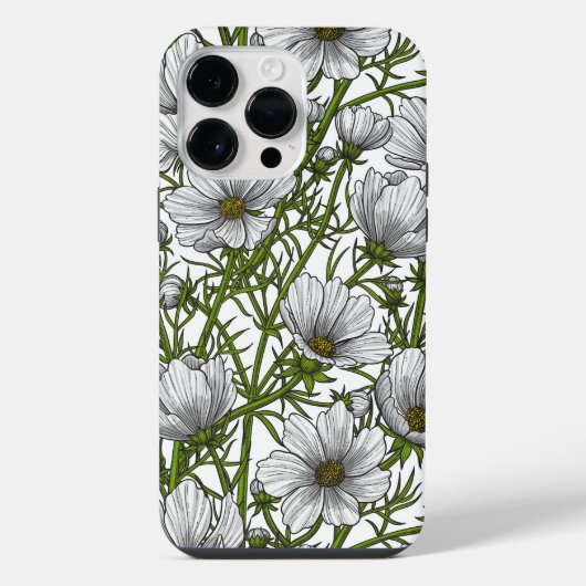 白コスモス花 iPhoneケース (裏面)
