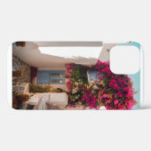 白コンクリート壁上のピンク・グリーン植物 Case-Mate iPhoneケース (裏面 (横))