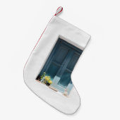 白コンクリート壁上青木戸 スモールクリスマスストッキング (正面 (吊り時))