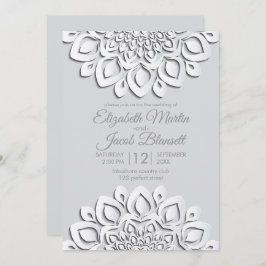 白コンテンポラリー紙カットマンダラ結婚ズ 招待状