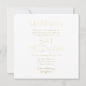 白コンテンポラリー金ゴールドこうもりバー(ユダヤ教の)バル・ミツバークラシック 招待状 (正面)