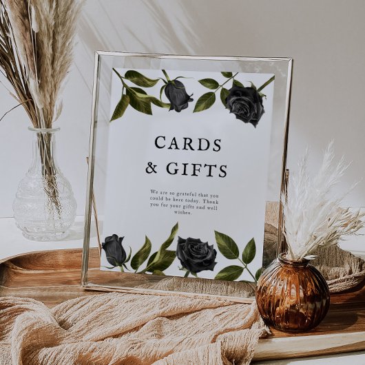 白ゴシックブライダルシャワーカードとギフトサイン ポスター