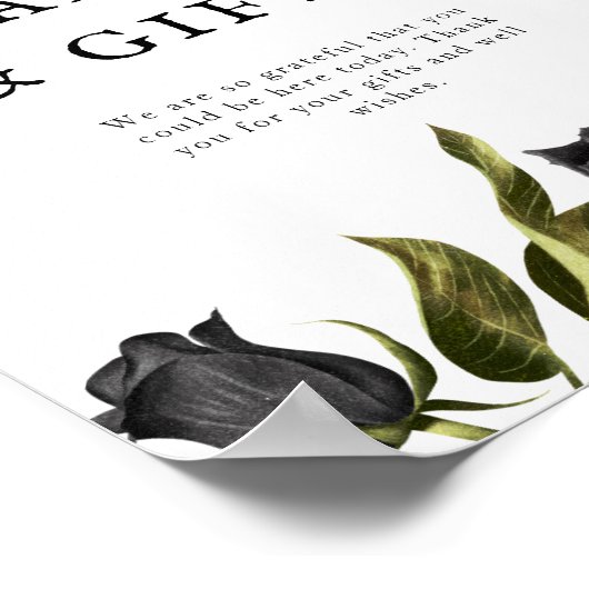 白ゴシックブライダルシャワーカードとギフトサイン ポスター (角)