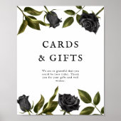 白ゴシックブライダルシャワーカードとギフトサイン ポスター (正面)