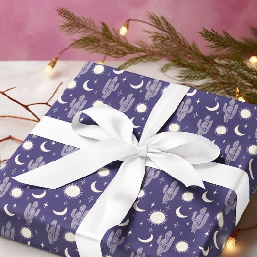白サボテン模様 ラッピングペーパー