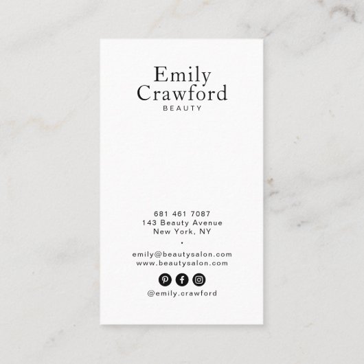 白シックエレガント金ゴールドミニマル美しいサロン 名刺 (裏面)